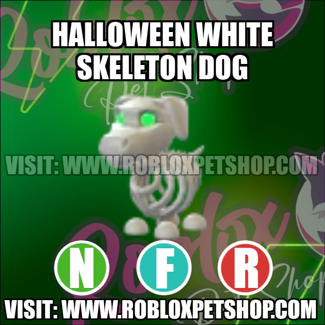 White Skeleton Dog NEON FLY RIDE Adopt Me